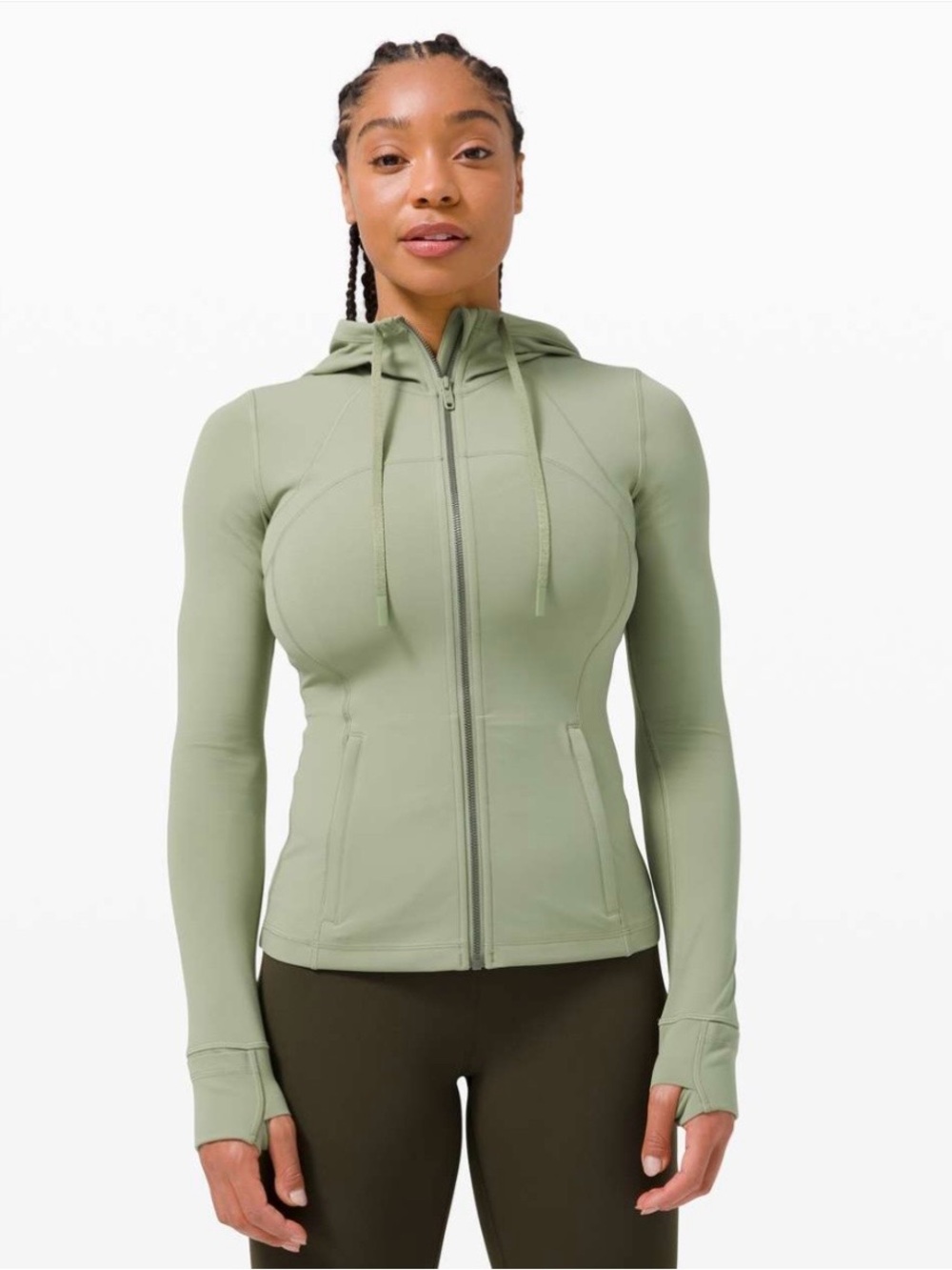Lululemon hooded define jacket Nulu rosemary green size 4 yoga athleisure